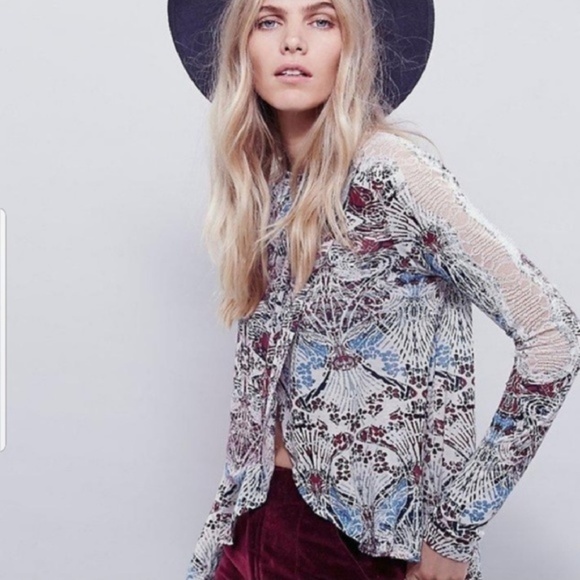 Free People Tops - Free People Split Front Nouveau Long Sleeve Top